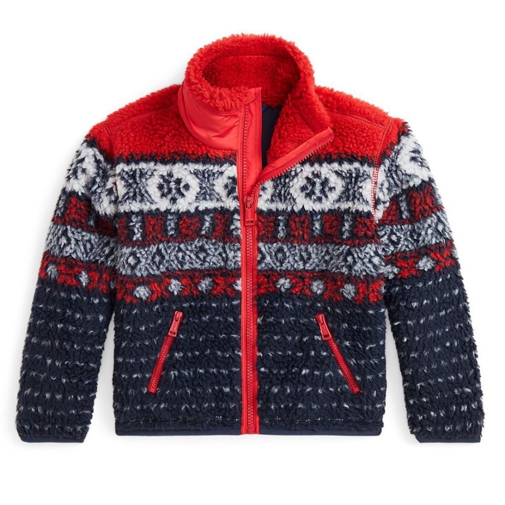 Polo Ralph‎ Lauren Little Girls Fair Isle Teddy Fleece Sweatshirt, SIZE 6X